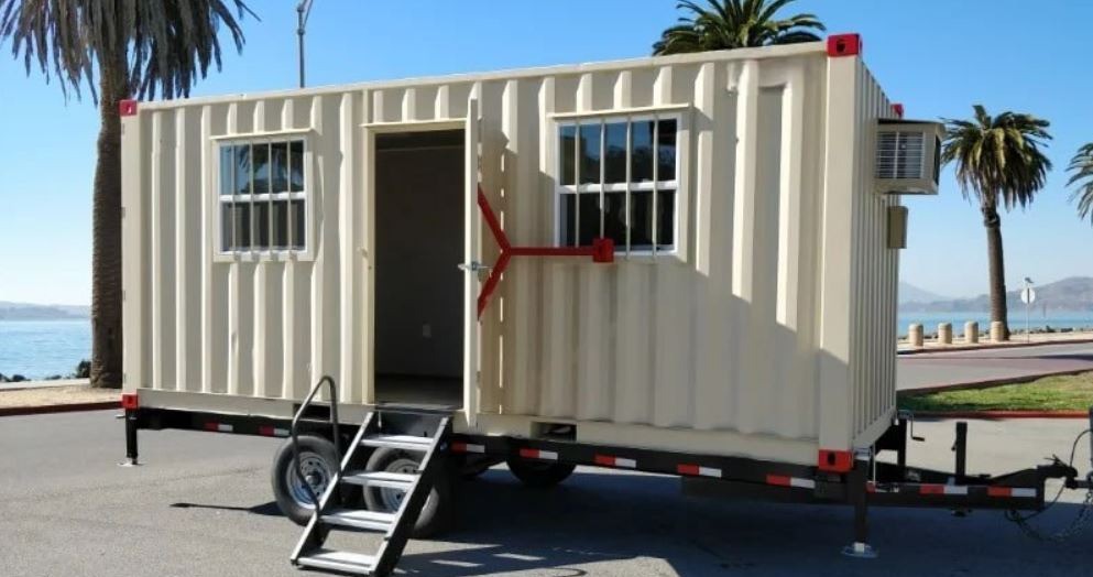20 ft Office/Cabin Shipping Container Trailer with HVAC Unit – photo 1 of 4